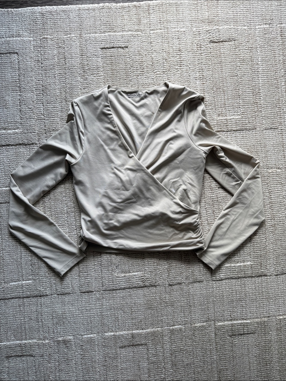 Abercrombie & Fitch Women's Long-Sleeve Wrap Top - Taupe